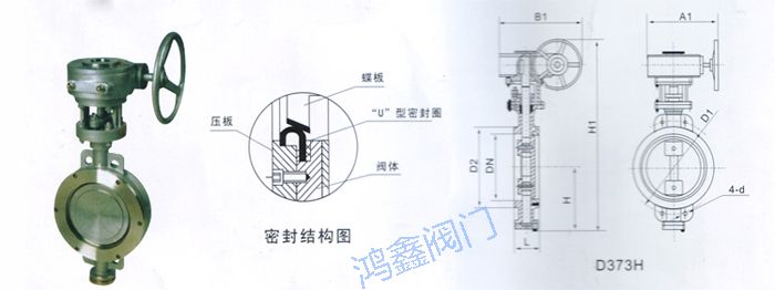 D373H蝸輪傳動對夾式金屬硬密封蝶閥